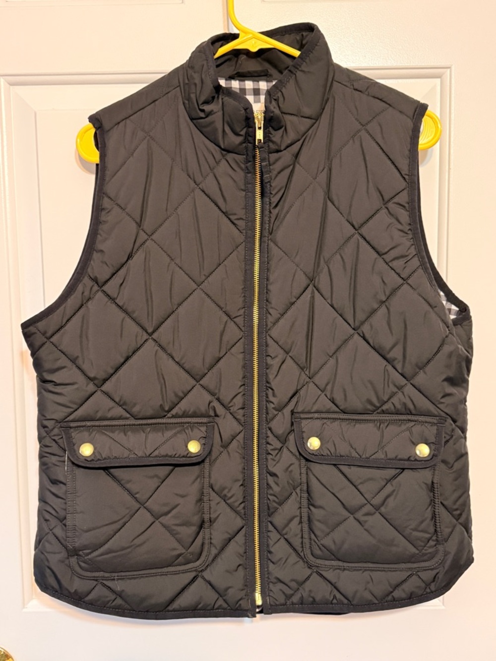 J. Crew Black Quilted Kids Vest with Gold Hardware